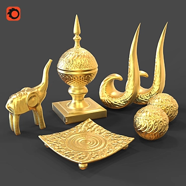  Majestic Elephant Trio: Handcrafted Decor Set 3D model image 1 