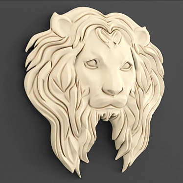 Majestic Lion Head Sculpture 3D model image 1 