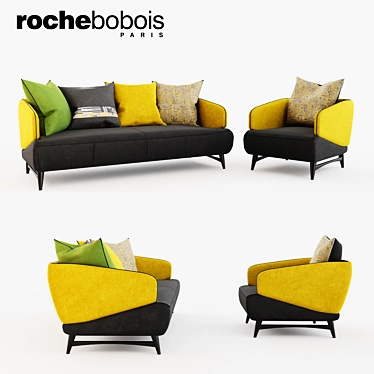 Modern Aries Sofa & Armchair Set 3D model image 1 