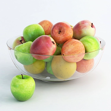 Fresh Harvest: Glass Bowl of Apples 3D model image 1 