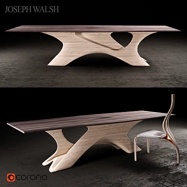 Elegant Enignum I Chair & Erosion III Dining Table by Joseph Walsh 3D model image 1 