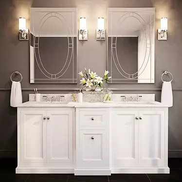 Classic Double Sink Storage Console 3D model image 1 