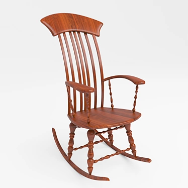 Elegant Wooden Rocking Chair 3D model image 1 