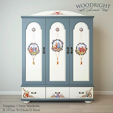 Vintage Templars Woodright Wardrobe 3D model image 1 