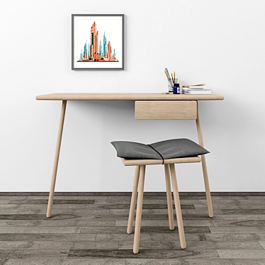 Georg Desk Set - Sleek Oak Design 3D model image 1 