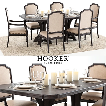 Elegant Hooker Corsica Dining Set 3D model image 1 