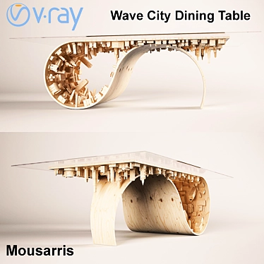 Modern Wave City Dining Table 3D model image 1 