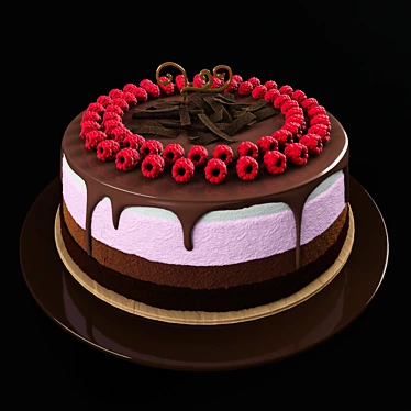 Decadent Raspberry Chocolate Cake 3D model image 1 