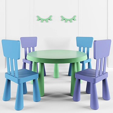 Ikea Kids Chair & Table Set 3D model image 1 