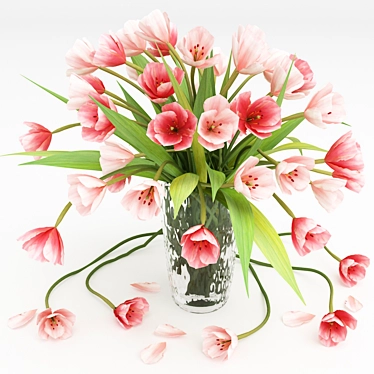 Elegant Pink Tulip Bouquet 3D model image 1 