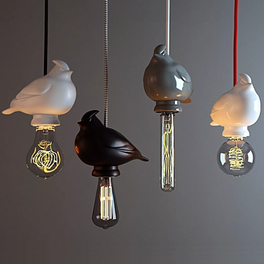 Ceramic Bird Pendant Lamp 3D model image 1 