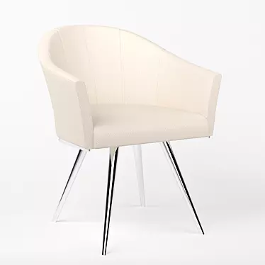 Elegant Ivory Chair with Chrome Legs 3D model image 1 