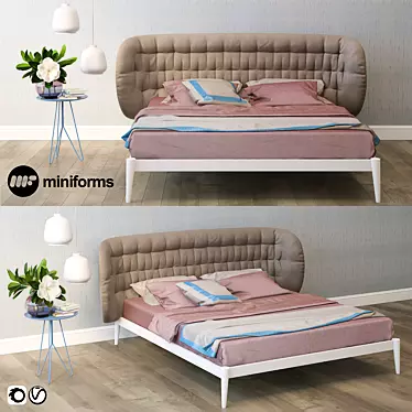 Elegant Shiko Capitonne Bed by Miniforms 3D model image 1 