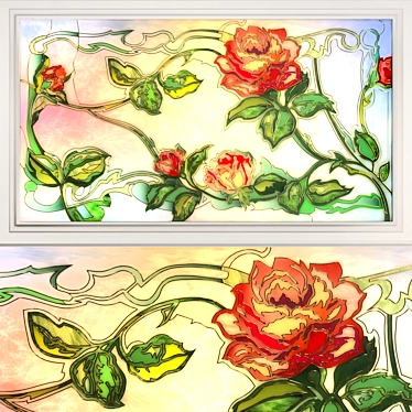 Vibrant Rose Stained Glass 3D model image 1 