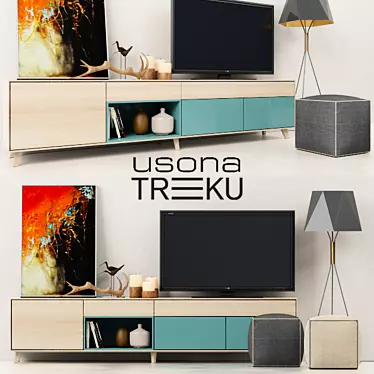 Aura Credenza & Usona Floor Lamp 3D model image 1 