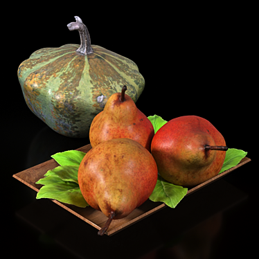 Harvest Delight: Decorative Pumpkin & Pears 3D model image 1 
