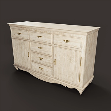 Romantic Country Corner Chest: 2 Doors, 6 Drawers 3D model image 1 