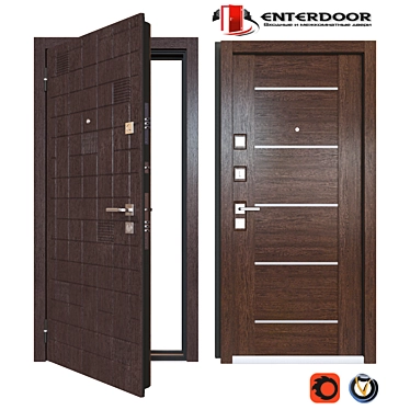 Stylish EnterDoor Tetris: Modern Metal Entrance 3D model image 1 