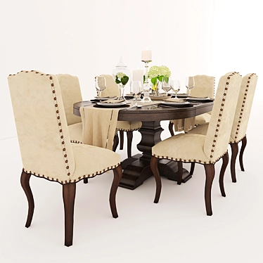 Pottery Barn Dining Set: Elegant and Functional 3D model image 1 