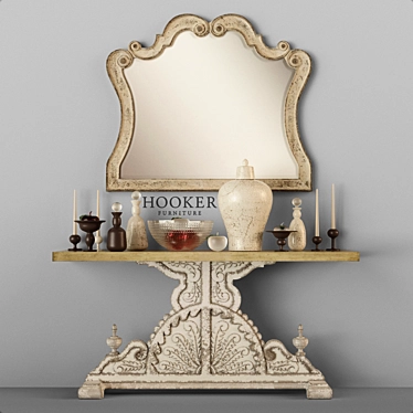 Hooker Console Table, Elegant Mirror Set 3D model image 1 