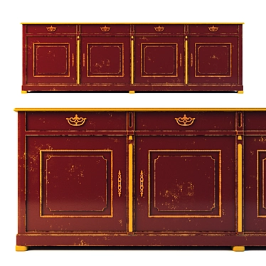 Italian Vintage Chest of Drawers (3050x970x580 mm) 3D model image 1 