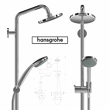 Hansgrohe 1jet Showerpipe: Elegant Design, Superior Quality 3D model image 1 