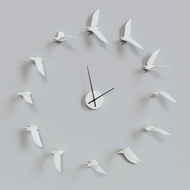 Elegant Swallow Wall Clock 3D model image 1 