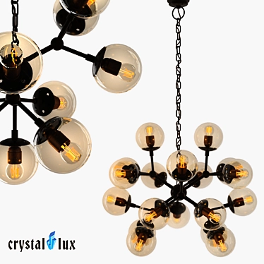 Elegant Amber Glass Chandelier 3D model image 1 