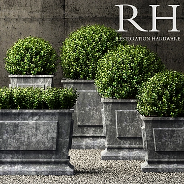 Elegant Zinc Paneled Planters 3D model image 1 