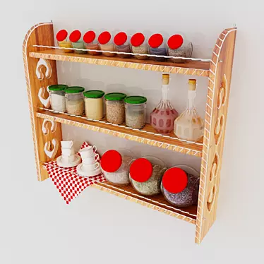 Decorative Kitchen Shelf with Jars 3D model image 1 