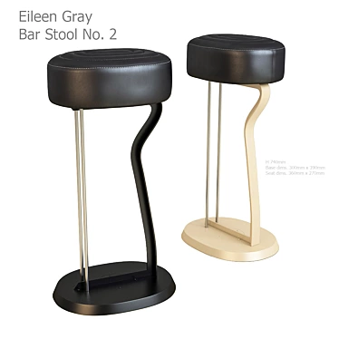 Elegant Gray Bar Stool: Classic Design 3D model image 1 