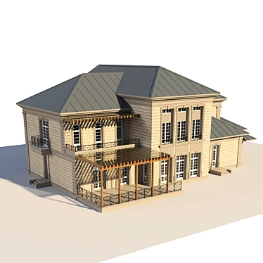 Elegant Travertine Classic House 3D model image 1 