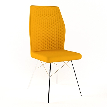 Modern Mustard Yellow Chair with Chrome Metal Frame 3D model image 1 