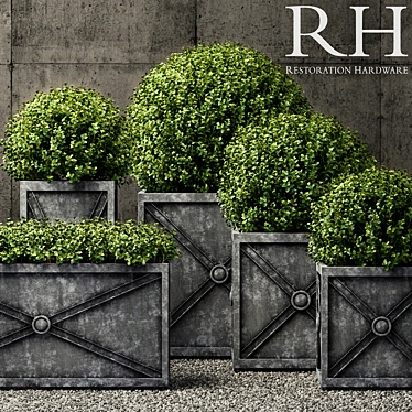 Restored Estate Zinc Planters - Weathered Zinc 3D model image 1 