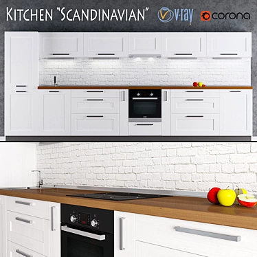 Scandinavian Kitchen Set 3D model image 1 