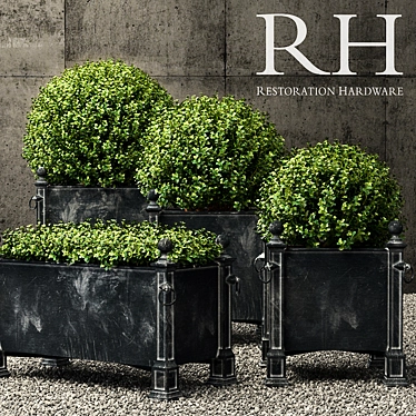 Vintage Inspired Zinc Planters 3D model image 1 