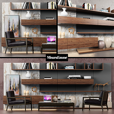 Stylish Misuraemme Set: Wall Tao 10 + Armchair Quadria + Coffee table Antibes 3D model image 1 