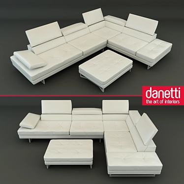 Modern Leather Corner Sofa 3D model image 1 