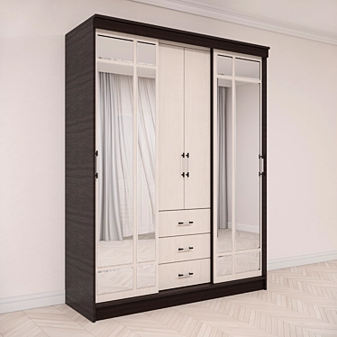 Modern 4-Door Storage Cabinet 3D model image 1 