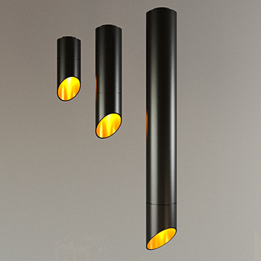 Sleek Black Bulkhead Light 3D model image 1 