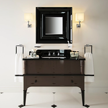 Elegant Devon Suite: Vanity, Mirror, Lamp 3D model image 1 