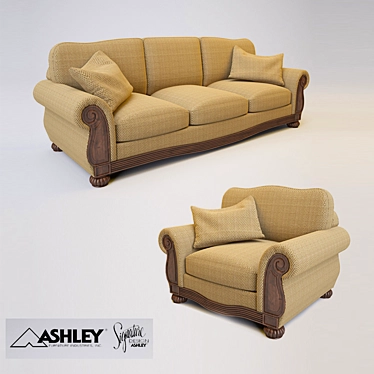 Modern Ashley Lynnwood Sofa and Armchair 3D model image 1 