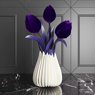 Beautiful Purple Tulips in Vase 3D model image 1 