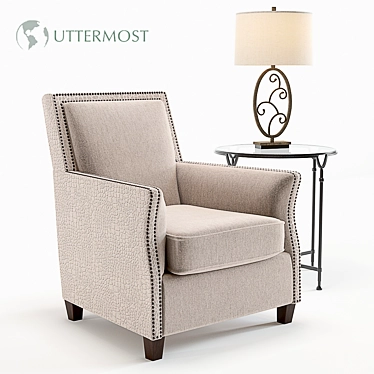 Elegant Uttermost Darick Armchair & Set 3D model image 1 