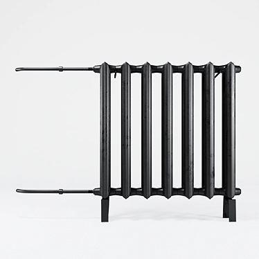 Soviet 7-Section Radiator with Wall Mounts and Stands 3D model image 1 