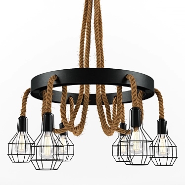 Rustic Rope Cage Chandelier 3D model image 1 