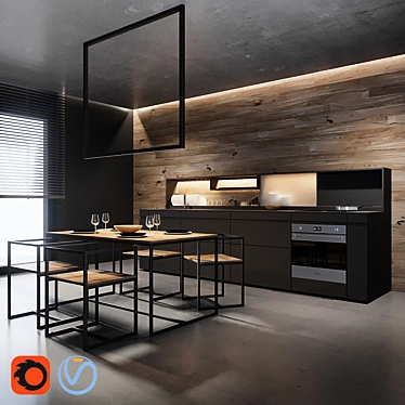 Sleek & Stylish SMART Kitchen: Smeg Appliances, Labra Lighting 3D model image 1 