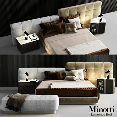 Modern Elegance: Minotti Lawrence Bed Set 3D model image 1 