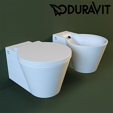 Luxury Duravit Starck 1: Wall-Mounted Toilet & Bidet 3D model image 1 