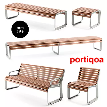 Modern and Versatile mmcite Portiqoa Benches 3D model image 1 